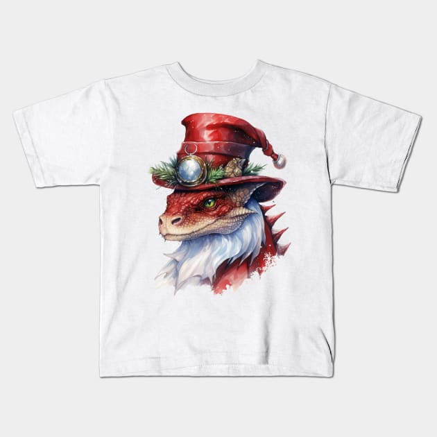 Steampunk Christmas Dragon Kids T-Shirt by Chromatic Fusion Studio